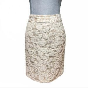 BANANA Republic Cream/Tan Lace Pencil Skirt 8P